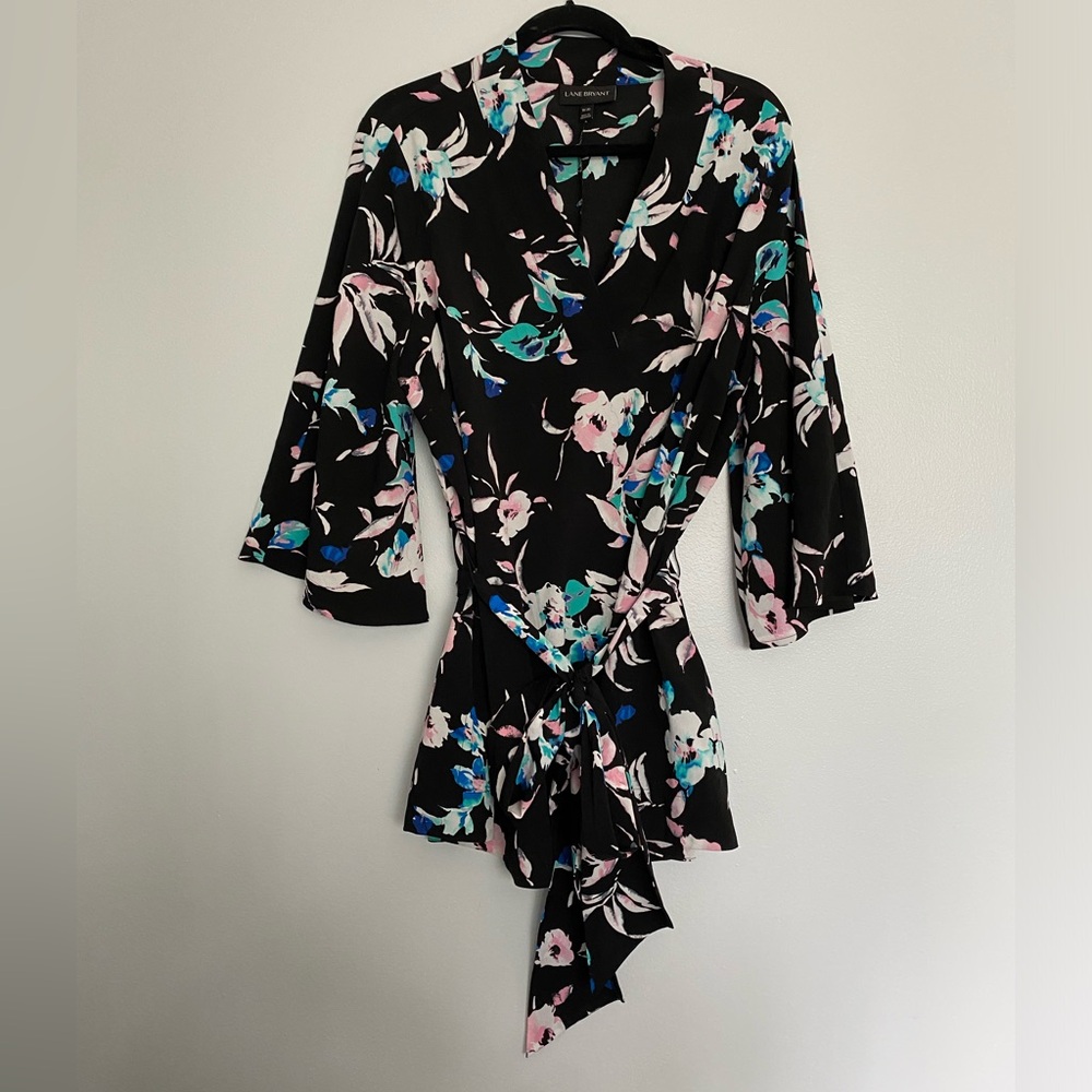 lane bryant kimono sleeve tie wrap blouse